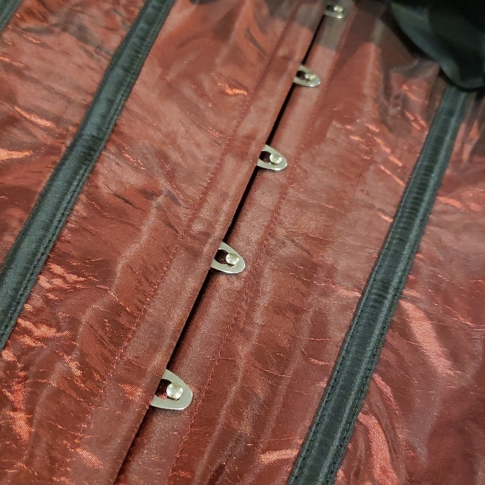 Metallic Red and Black Satin Corset Medium - Picture 3 of 5